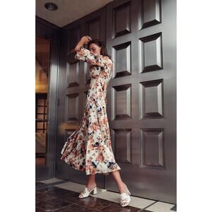 NEW PROFILE NYC floral print dress in cream